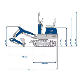 Mini pelle micro-pelle excavatrice SCHEPPACH EXC815 - 8.8kN - 8.5 CV - 6.3kW